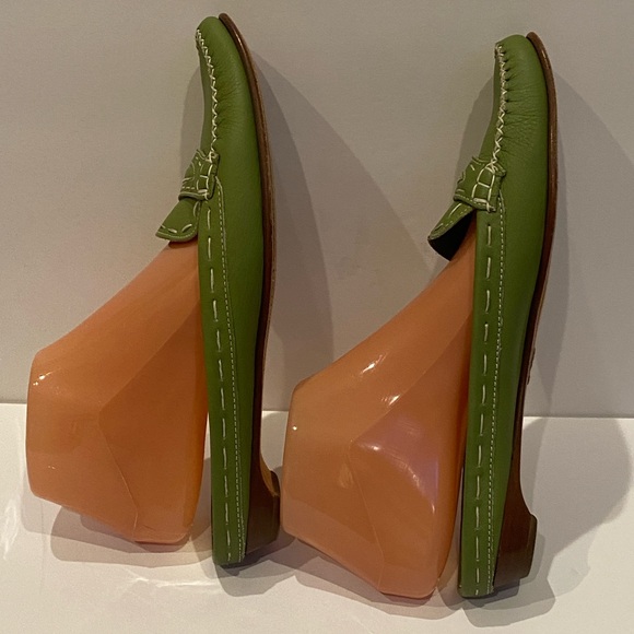 Cole Haan Leather Low Heel Clogs Mules Slides Slip-on Shoes Size 9 B Green EUC - Picture 7 of 12